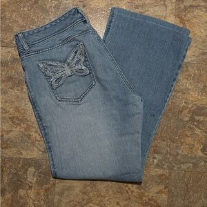 Y2K Style Jeans with Butterfly Embroidery